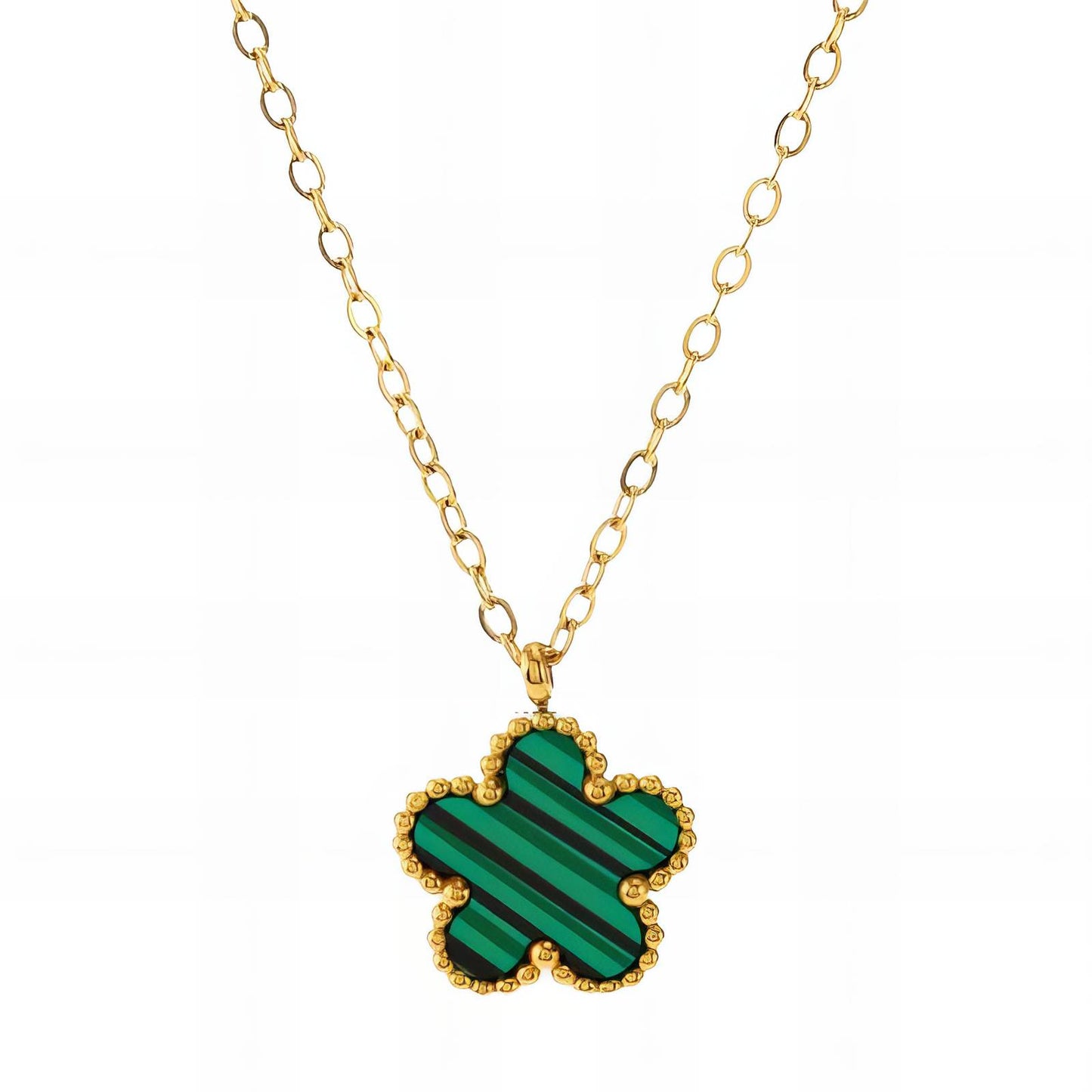 "Flower" Necklace, 18K Gold Plated Steel
