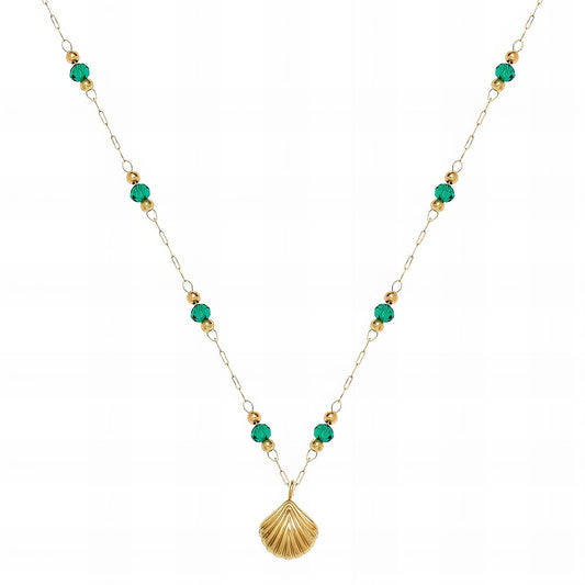 Emerald Seashell Pendant Necklace