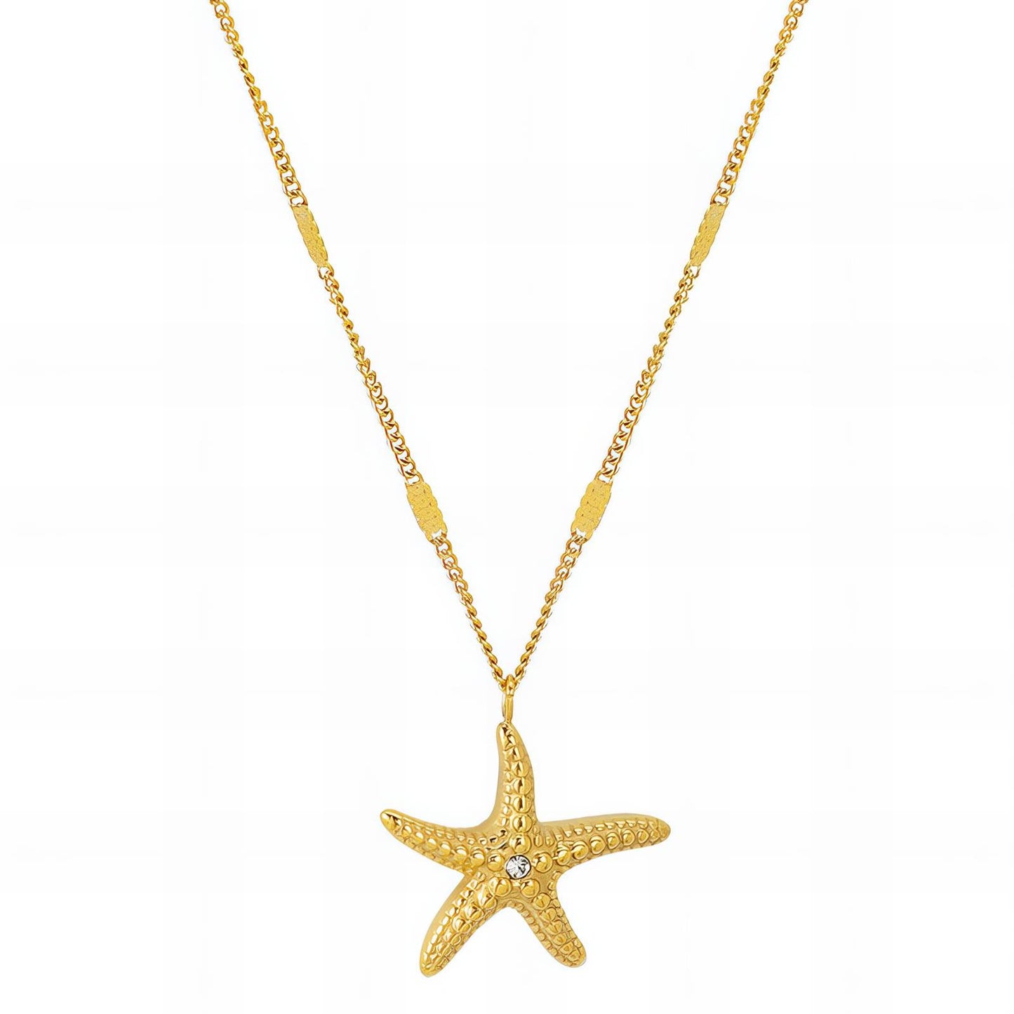 "Starfish" Necklace, 18K Gold Plated Steel