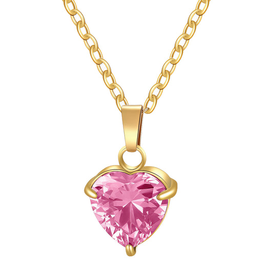 Pink Rose Heart Necklace