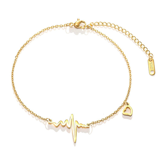 "Hearts" Bracelet, 18K Gold Plated Steel