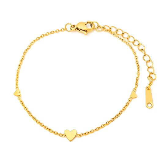 "Hearts" Bracelet, 18K Gold Plated Steel