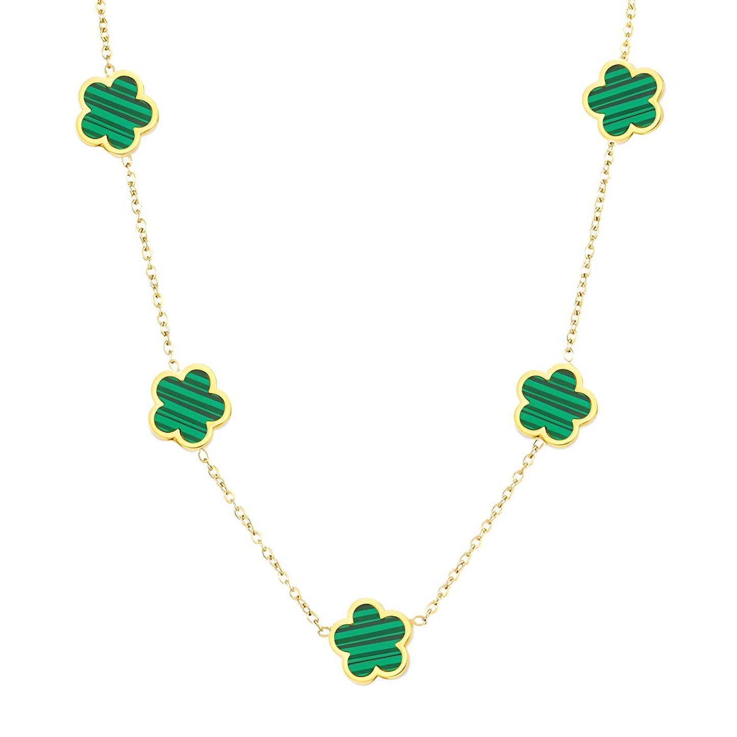 "Flowers" Necklace, 18K Gold Plated Steel