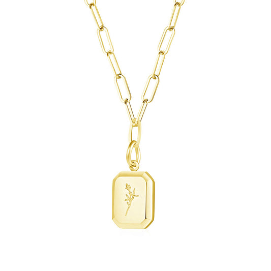 "Flower" Necklace, 18K Gold Plated Steel