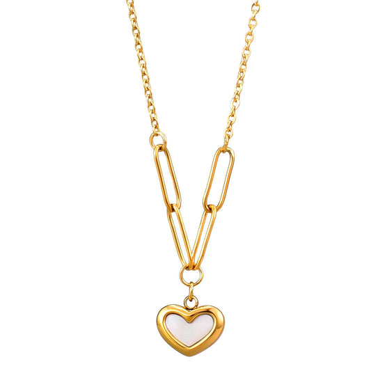 "Hearts" Necklace, 18K Gold Plated Steel
