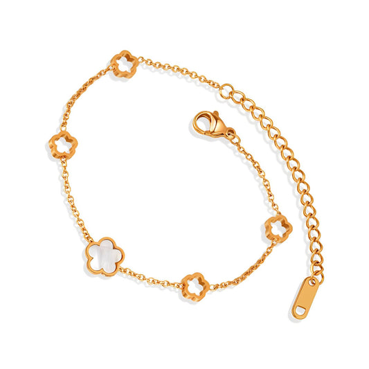 "Flower Meadow" Bracelet, 18K Gold Plated Steel