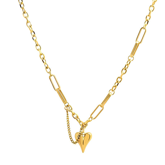 "Heart" Necklace, 18K Gold Plated Steel