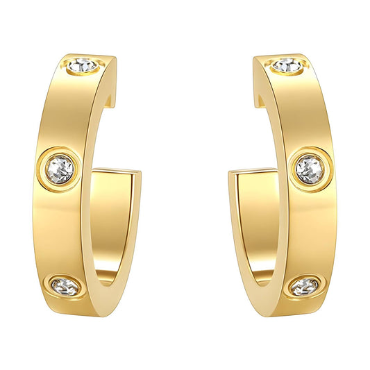 Earrings, 18K Gold Plated Steel