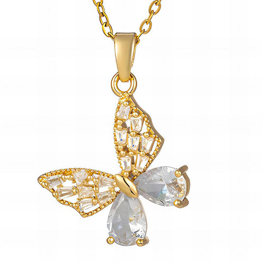 "Butterfly" Necklace, 18K Gold Plated Steel