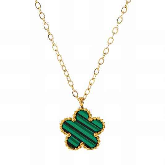 "Flower" Necklace, 18K Gold Plated Steel