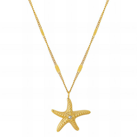 "Starfish" Necklace, 18K Gold Plated Steel