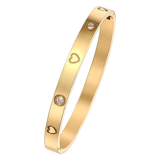 "Hearts" Bracelet, 18K Gold Plated Steel