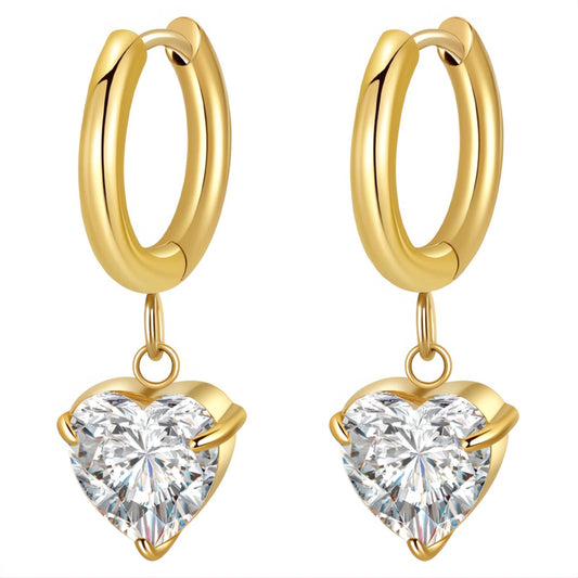 "Hearts" Earrings, 18K Gold Plated Steel