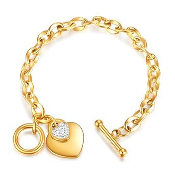 Hearts Bracelet, 18K Gold Plated Steel 87722-0